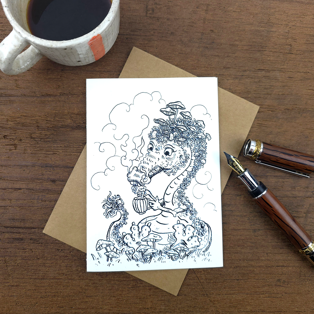 Greeting Card Dragon Tea Party